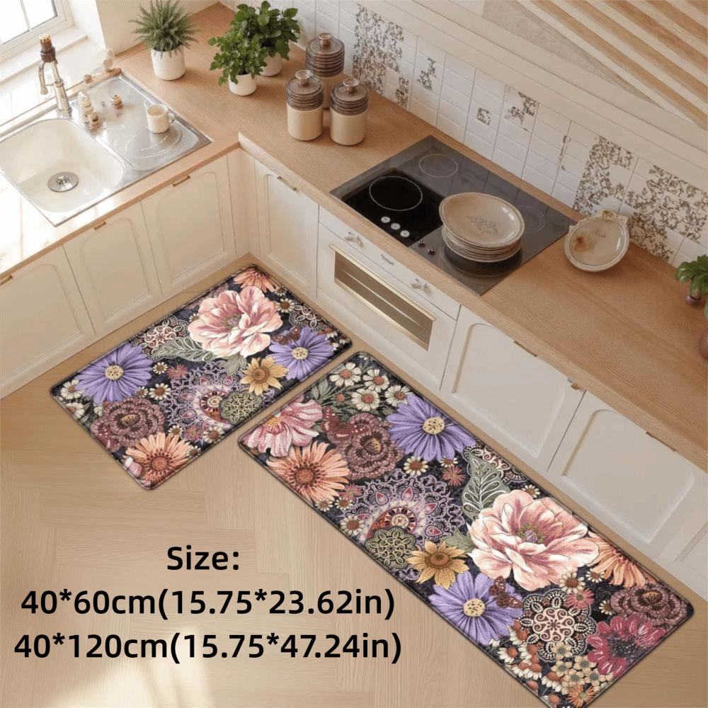 High Quality Boho Floral Kitchen Floor Mats Absorbent Quick-drying Floor Rug Non-slip Thickened Entrance Door Mat Household