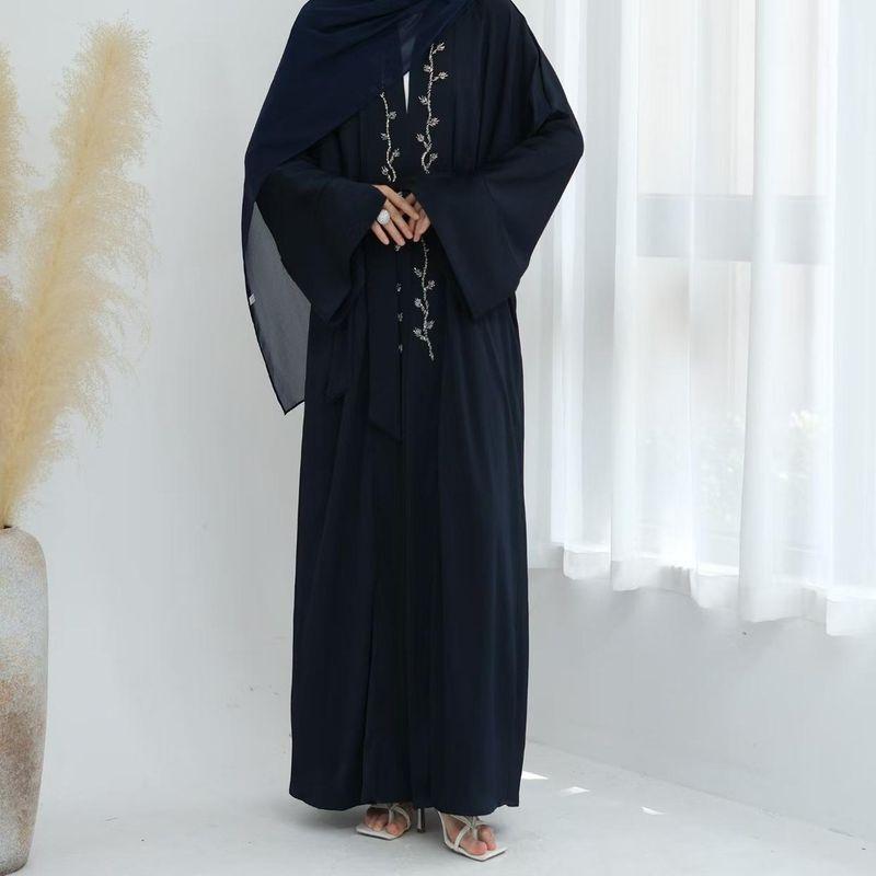 New Arrival Middle East Dubai Exquisite Embroider Cardigan Shoelace Dress Embroidered Lace up Dress