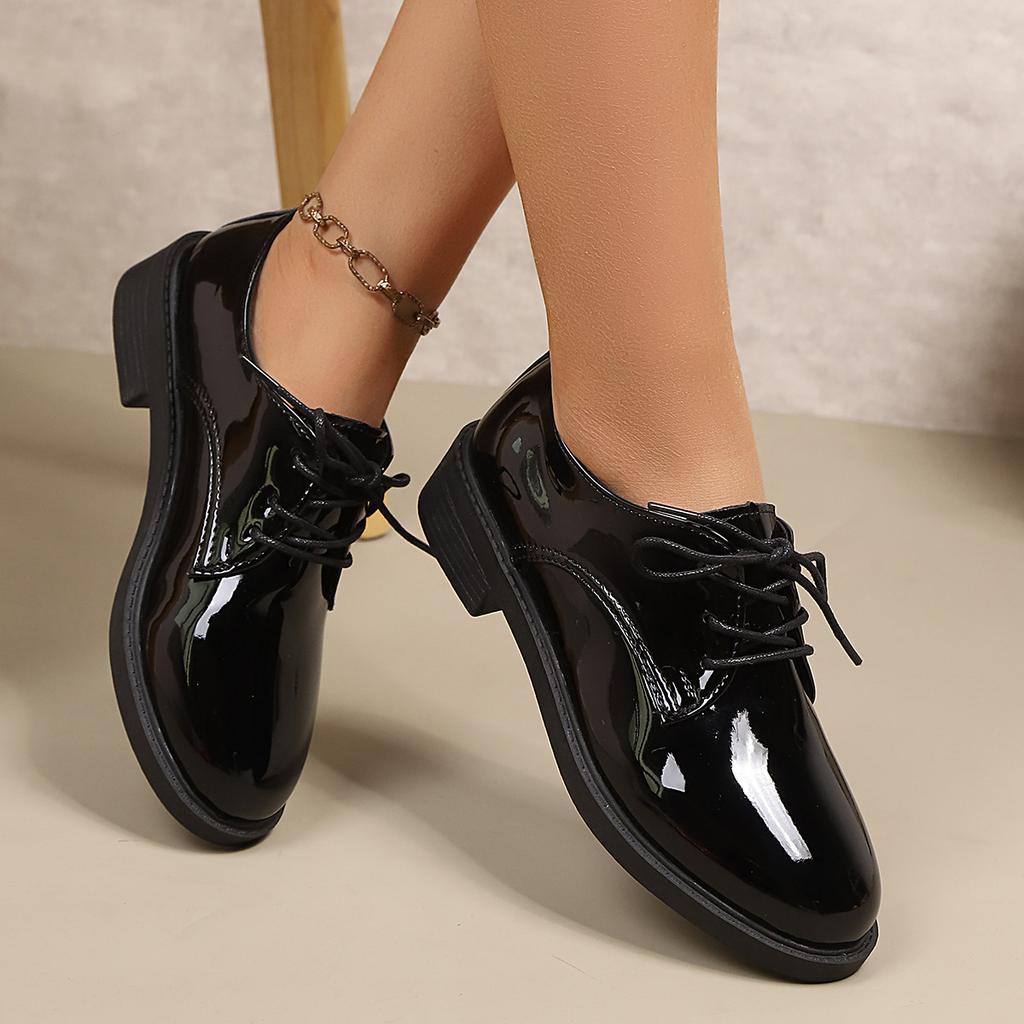British style small leather shoes women's new lace-up foreign trade large size loafers spring retro single shoes