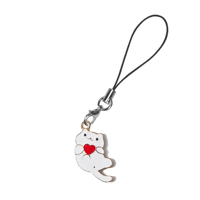 

New Design s 1 Piece Metal Kawaii Cartoon Cat Phone Strap Cute Keychains Lanyard Charm Strap for Keys
