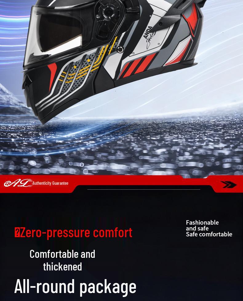 AD Winter 3C Certified Flip-Up Full Face Electric Motorcycle Helmet for Men & Women - All-Season Safety Gear