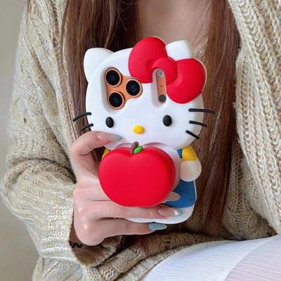 Süße Cartoon Sanrio Hello Kitty Handyhülle Für iPhone 17 Pro Max 16 E 15 14 Plus 13 Pro Max 12 Weiche Silikonhülle Mit Halter