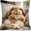 1Pc Contemporary Fluffy Rabbit Sofa Pillow Cover Zipper Closure, Polyester Cushion Cover Multifunctional Room Decor Pillowcase