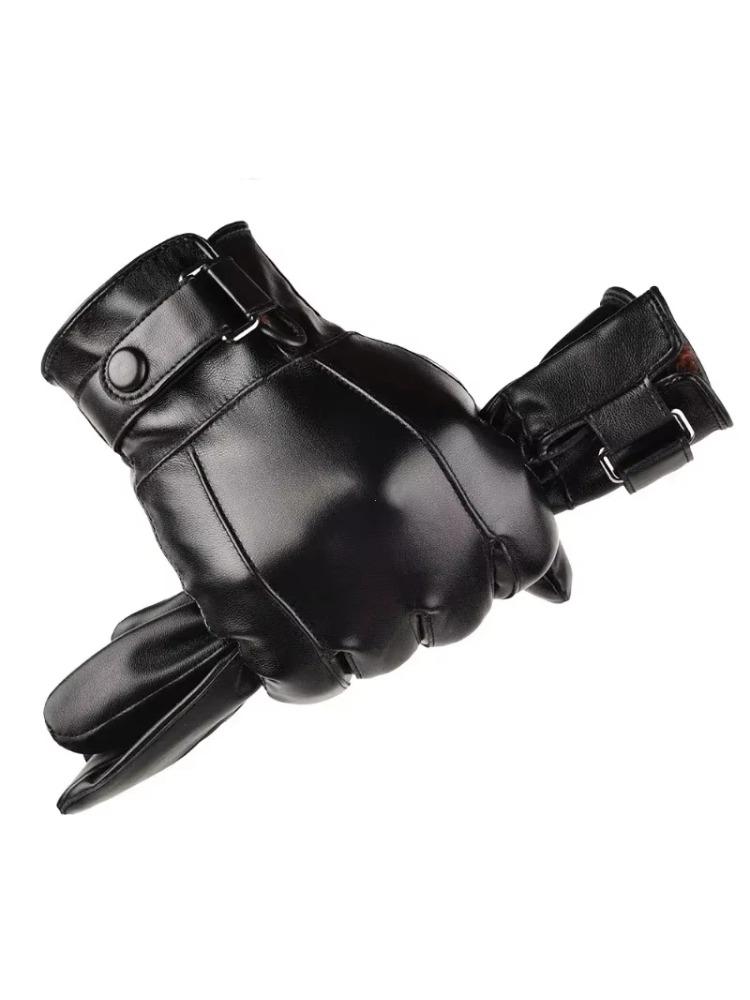 Winter Gloves for Men Genuine Leather Gloves Outdoor Cycling Black Real Sheepskin Keep Warm Driving Motorcycle Windproof Gloves