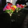 1 Bundle 7-Head Color Solar Rose Simulation Garden Light, LED Ground Inserted Atmosphere Decoration Light for Pathway Patio Gard