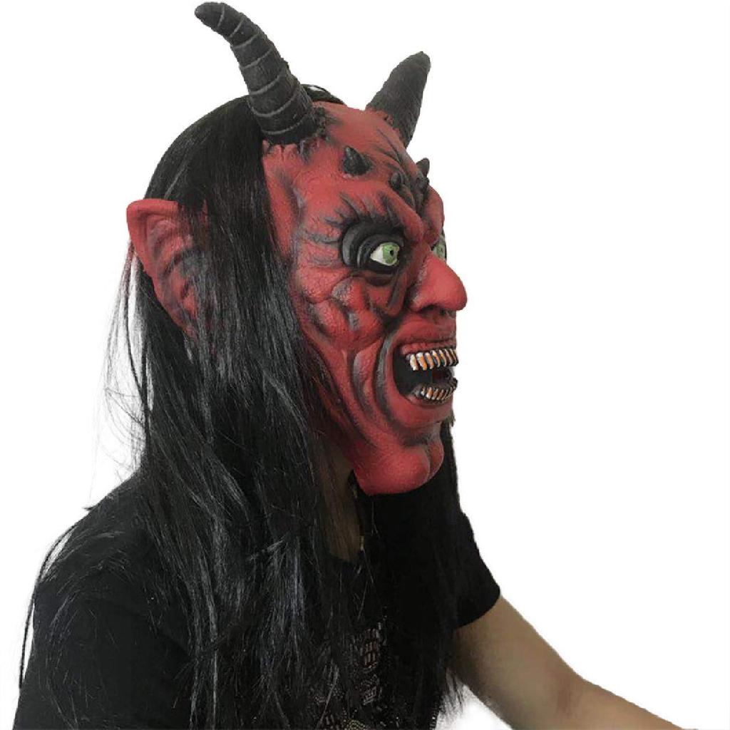 VICHE CATT Red Oni Mask for Halloween Parties and School Festivals (Red)