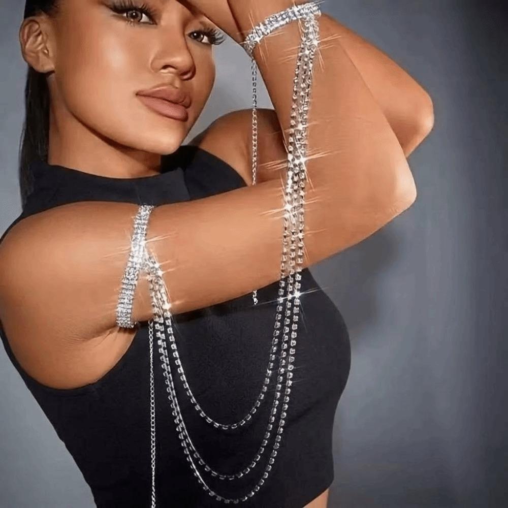 Armlet Up Down Arm Bangle Multilayer Rhinestone Bracelet Vintage Tassel Arm Chain  Girls