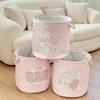 Cartoon Cotton Linen Dirty Clothes Basket Round Shape Foldable Laundry Basket Large Capacity Toys Storage Basket Home Dormitory