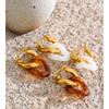 Yhpup White Amber Resin Acrylic Round Twisted Drop Hoop Earrings for Women Stainless Steel Fashion Daily Waterproof Jewelry