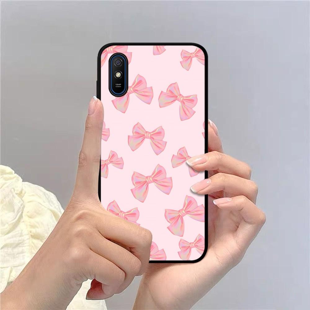 Cute Pink Bowknot Phone Case For Redmi Note 4 X 5 A 6 7 8 T 9 9S 10 11 11S 11Epro Poco M3 Pro