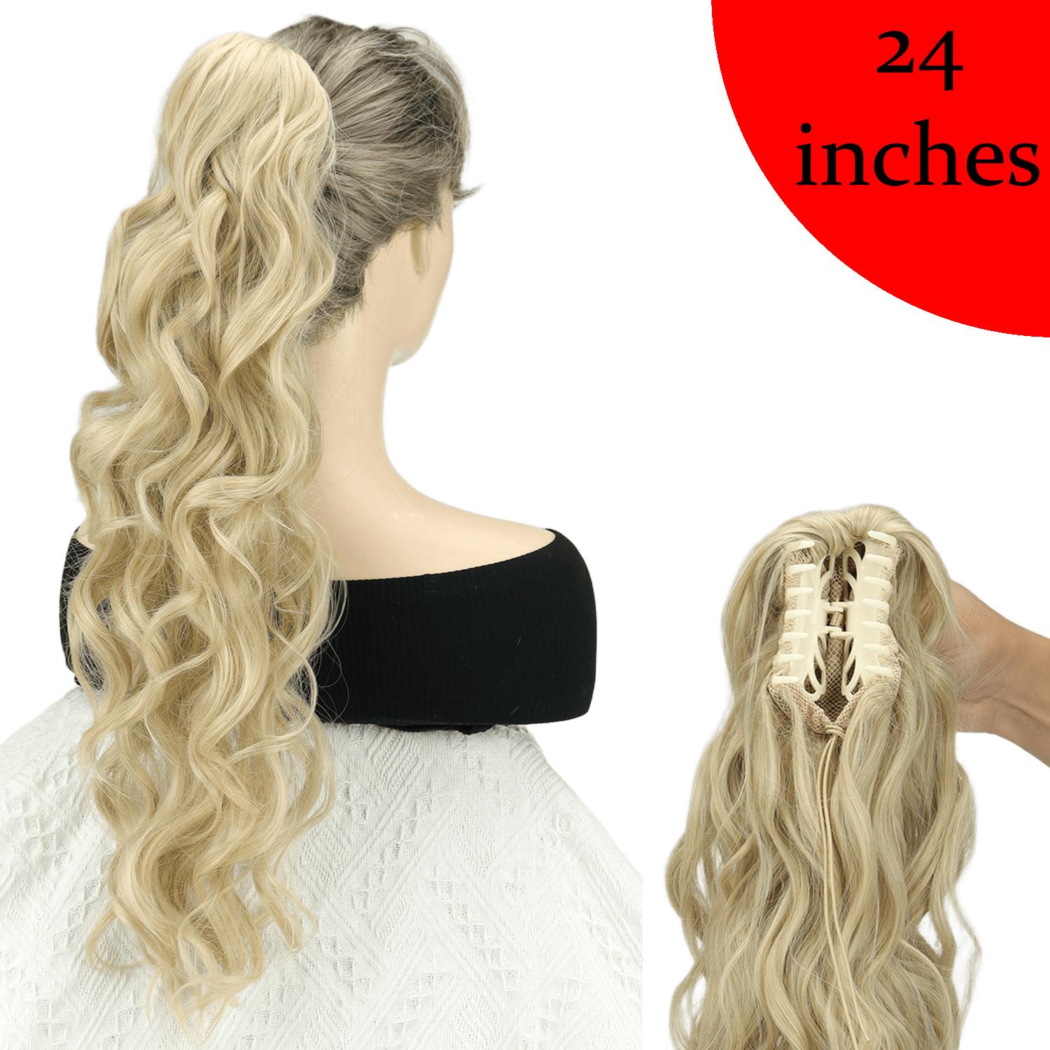 

Synthetic Claw Clip Ponytail 18Inch Long Wavy Black Brown Heat Resistant Type Layered Horse Tail Hair Extension/ lp[\ 18inches