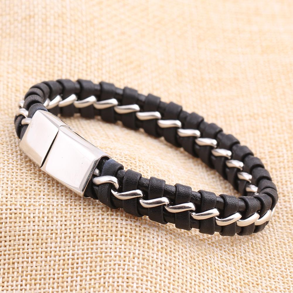 New Chain Woven Bracelet Mixed Leather Bracelet