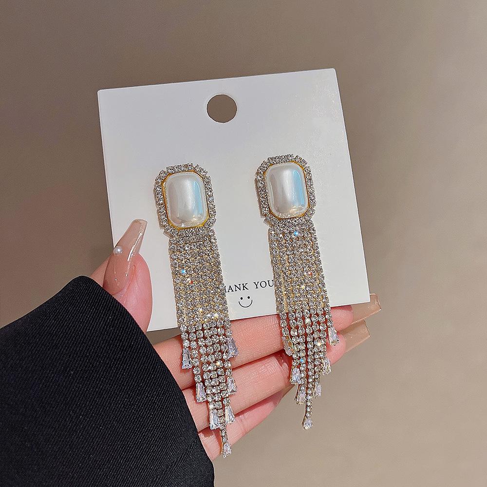 

2025 Imitation Diamond Tassel Earrings: Trendy Light Luxury 925 Silver for Women