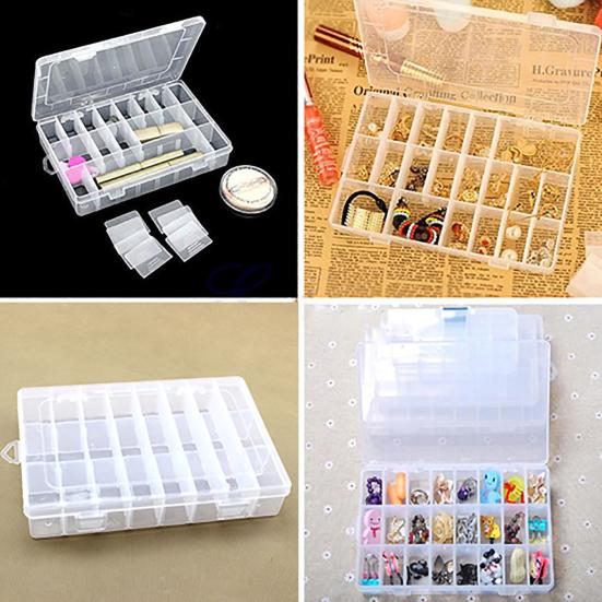 Storage Box Large Capacity Transparent PP Home 24 Grids Dividers Box for Crafts