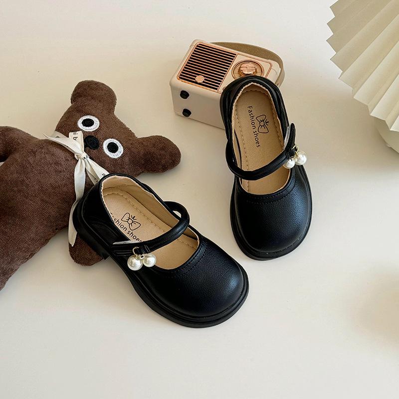 Girls Princess Shoes 2025 Spring and Autumn Lightweight Baby Leather Shoes Pearl Pendant Mary Jane Single Shoes Girls Fashion Single Shoes