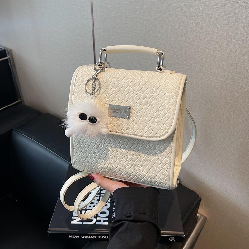 College style woven pattern backpack women's new fashion simple student small schoolbag after summer versatile