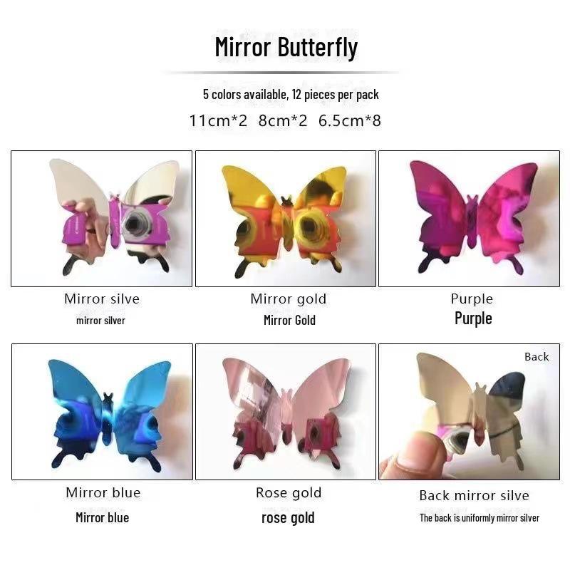 

3D Серебряная зеркальная наклейка на стену в виде бабочки для кафе, ресторанов и таверн