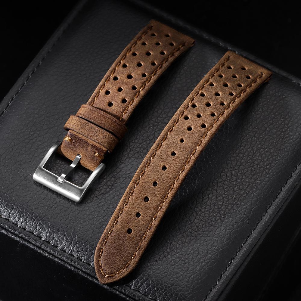 Vintage Calfskin Strap 18mm 20mm 22mm Universal Cowhide Watchbands Brown Breathable Bracelet for Men Women Sport Wristwatch Band