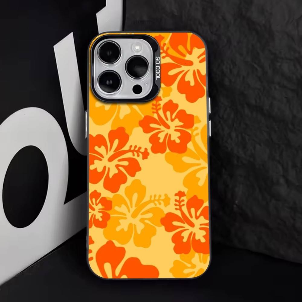 

Orange Flower Phone Case For iPhone 17,16,15,14,13,12,11 Plus,Pro Max,XS,Colorful Silver Black Cover iPhone12PROMAX