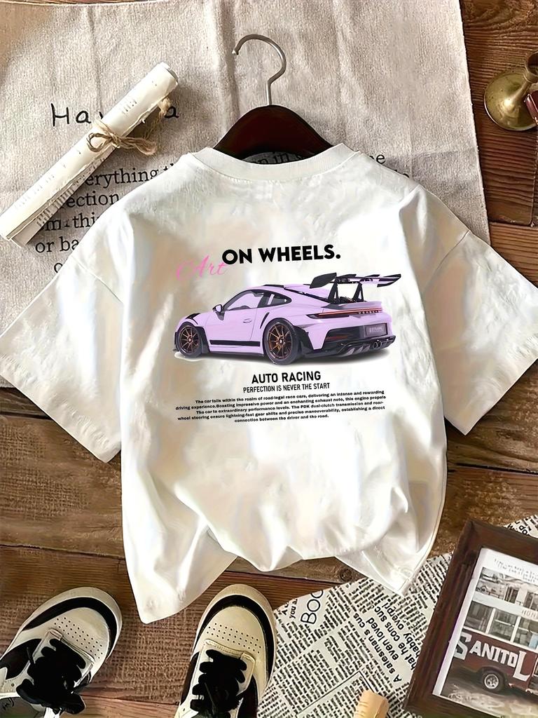 Mens Casual Tshirt Fashion Car Print Shortsleeved 100 Cotton Comfortable Soft Breathable Cool Suitable Outdoor Loose Sports