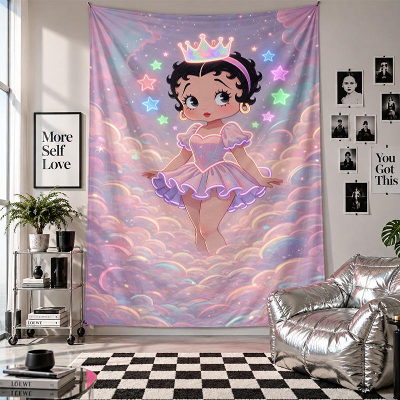 Wall TapestryBetty Boop Art Hanging Cloth Decorative Background Cover for Room Decoration