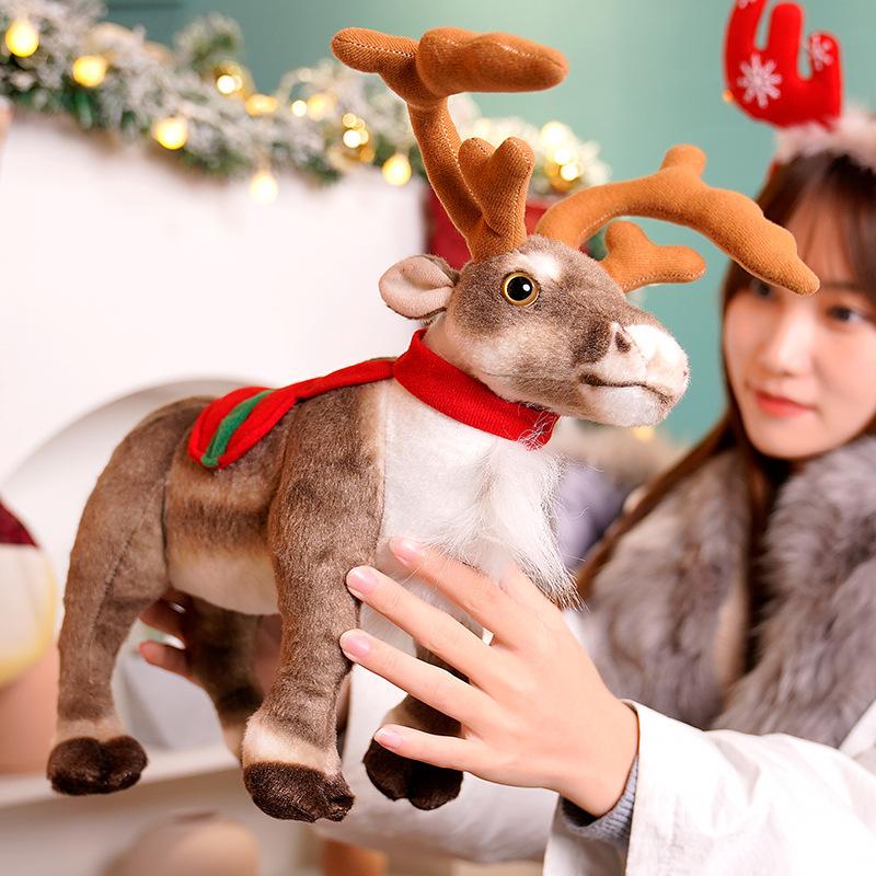 Lifelike Reindeer Plush Doll Soft Stuffed Simulation Elk Model Xmas Home Decor Plush Deer Toys Children Merry Christmas Gift