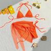 Sexy Brown Mesh Swimsuit Cover Ups Women Triangle String Micro Bikini Thong Halter Swimwear Bathing Suit 3 Piece Bikini Set 2025