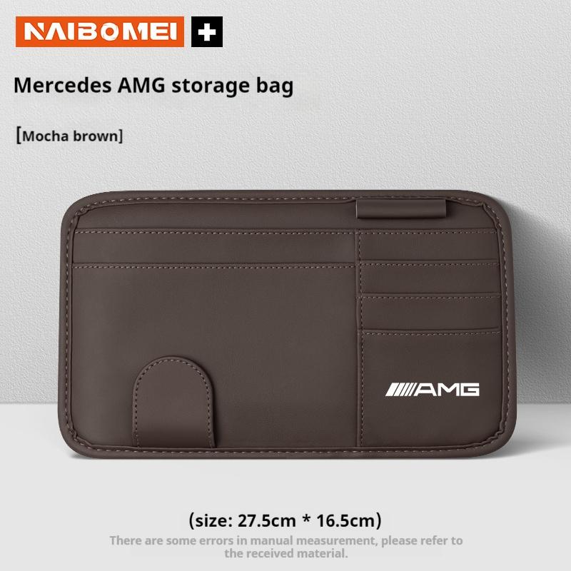 Car PU Leather Sun Visor Glasses Clip Card Holder Storage Pockets For Mercedes Benz AMG R C E V Class Viano SLK GLC SL Vito GLK