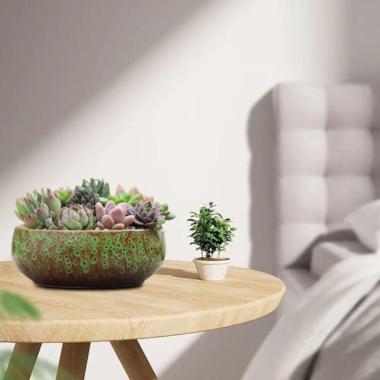 Keramik-Lotusschale für Wasserpflanzen, auslaufsicherer Hydrokultur-Blumentopf, Hochtemperatur-Keramikschale für Sukkulenten, Fischtank