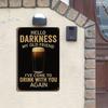Segnaletica Birra "Hello Darkness My Old Friend" - 20,32x30,48 cm Decorazione Metallica Umoristica per Bar & Man Cave
