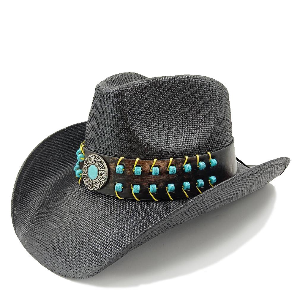 Western Cowboy Hat Straw Hat Men and Women Beach Sun Hat Retro Gentleman Ladies Cowboy Jazz Outdoor Travel Summer New Cowboy Hat