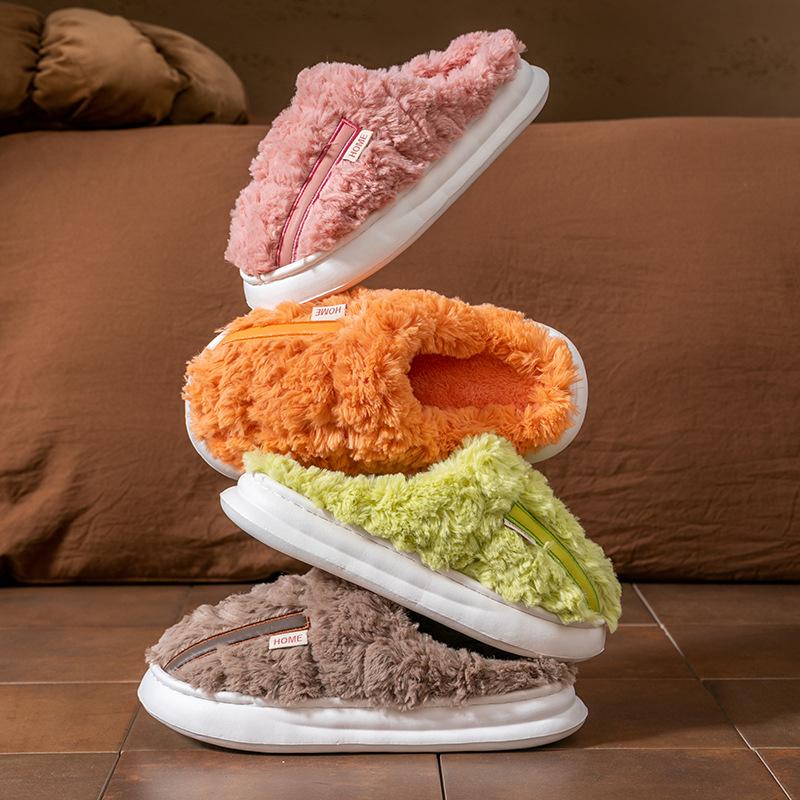 Pulled plush cotton mop autumn and winter leisure indoor home plush EVA sole thick sole warm cotton slippers