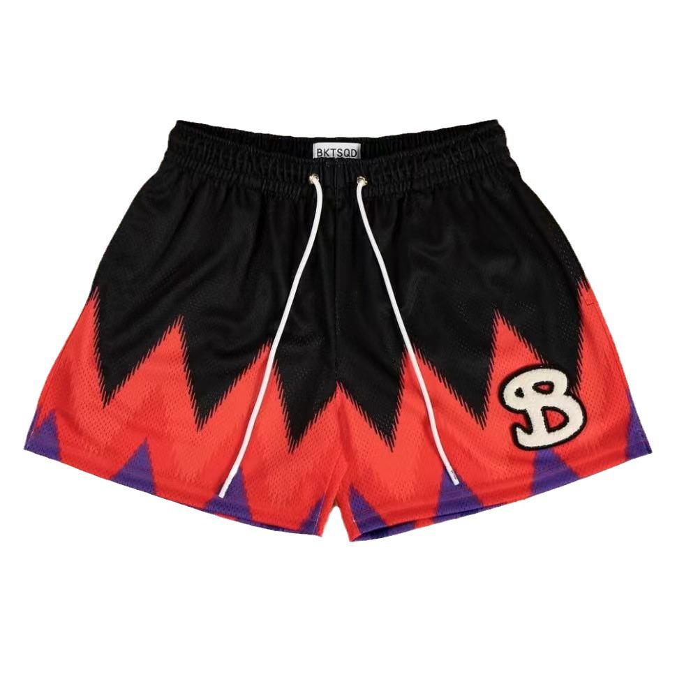 Amerikanska BKTSQD Digitaltryck Snabbtorkande Lös passform Plusstorlek Basketshorts för män