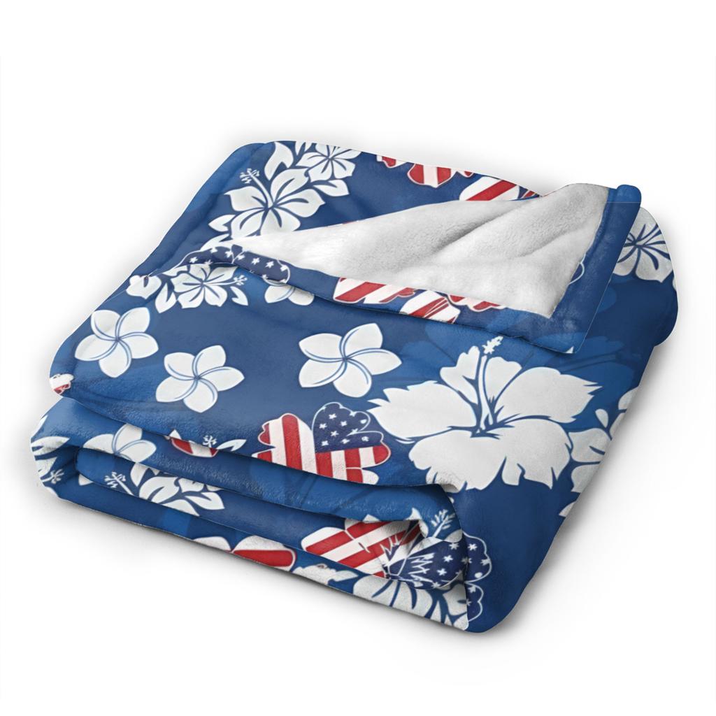 4th of July USA Warm Soft Blankets Camping Plush Throw Blanket Comfortable Outdoor Flannel Bedspread Sofa Bed Cover