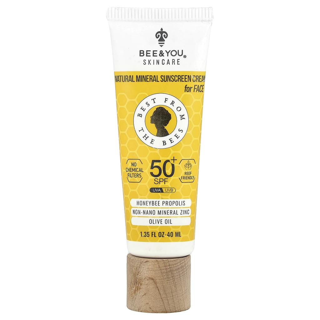 Bee & You, Natural Mineral Sunscreen Cream, For Face, Spf 50+, 40Ml(1.35Fl Oz)
