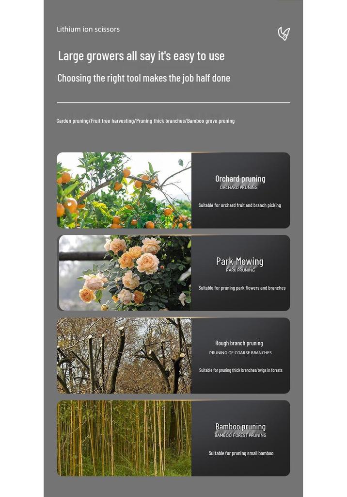 Wireless Electric Pruning Shears: Portable Lithium Battery Garden Tool for Thick Branches and Fruit Trees.