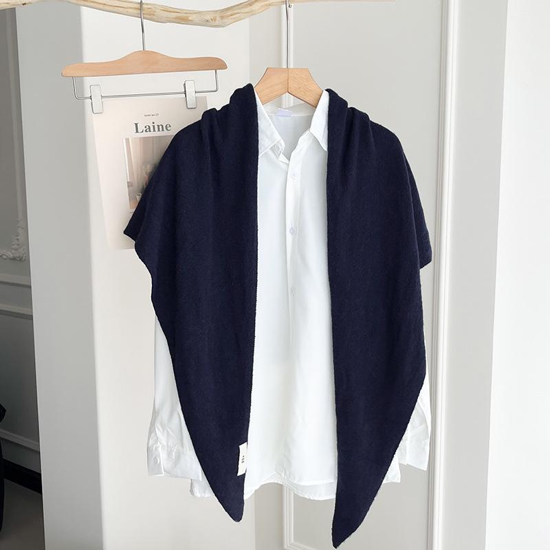 Women's Luxury Knit Shawl: Light, Versatile Solid Color Triangle Scarf & Cardigan for Spring/Autumn