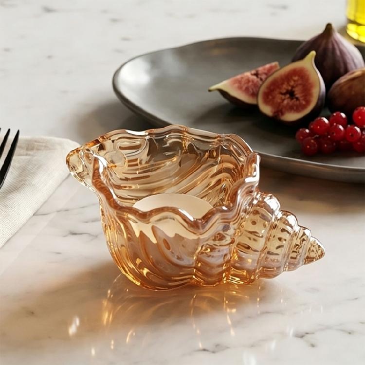 Tealight Candle Holders Glass Votive Candle Holders Conch Candlestick for Wedding Living Room Centerpiece Decorations