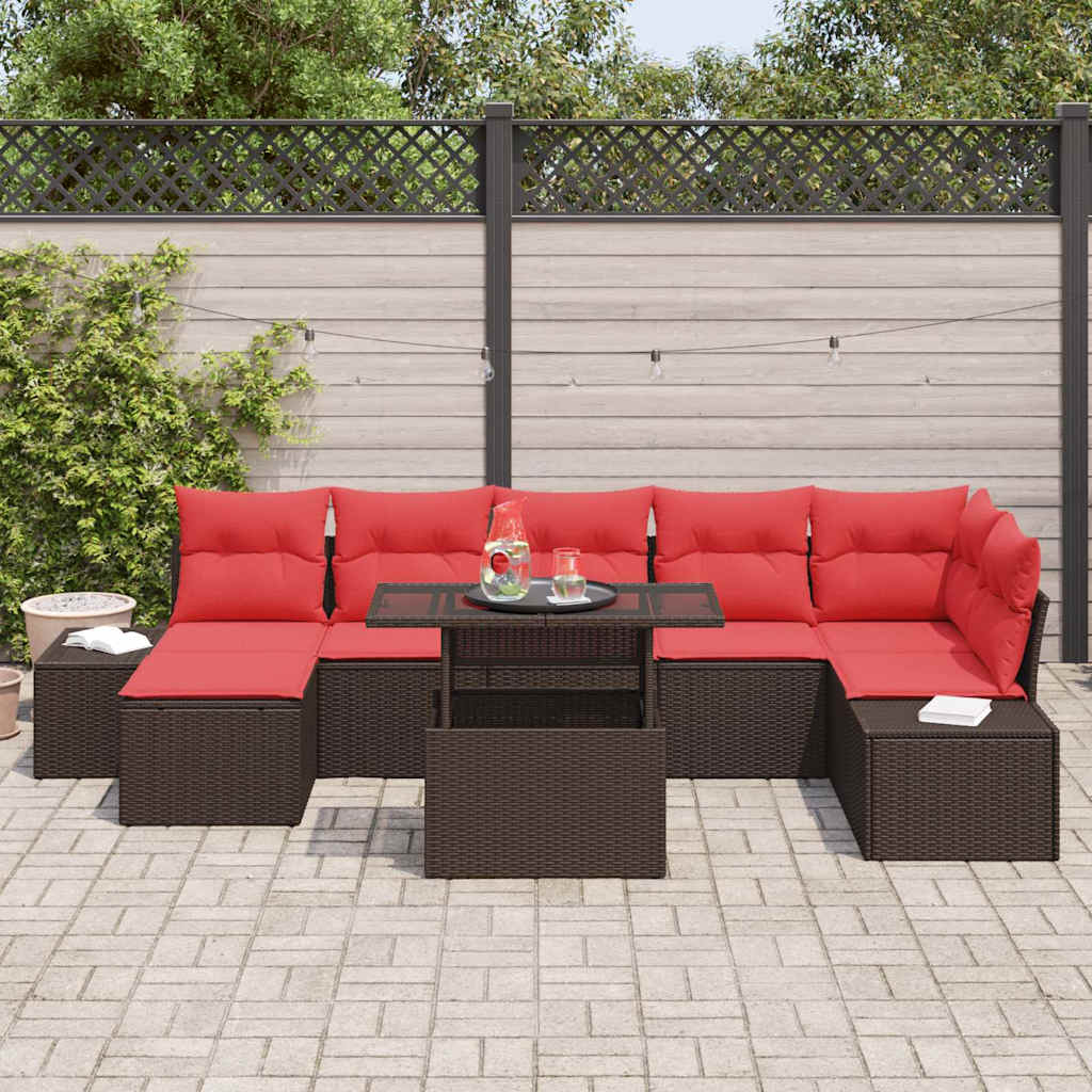 Garden Sofa Set 8 Pieces Brown Poly Rattan