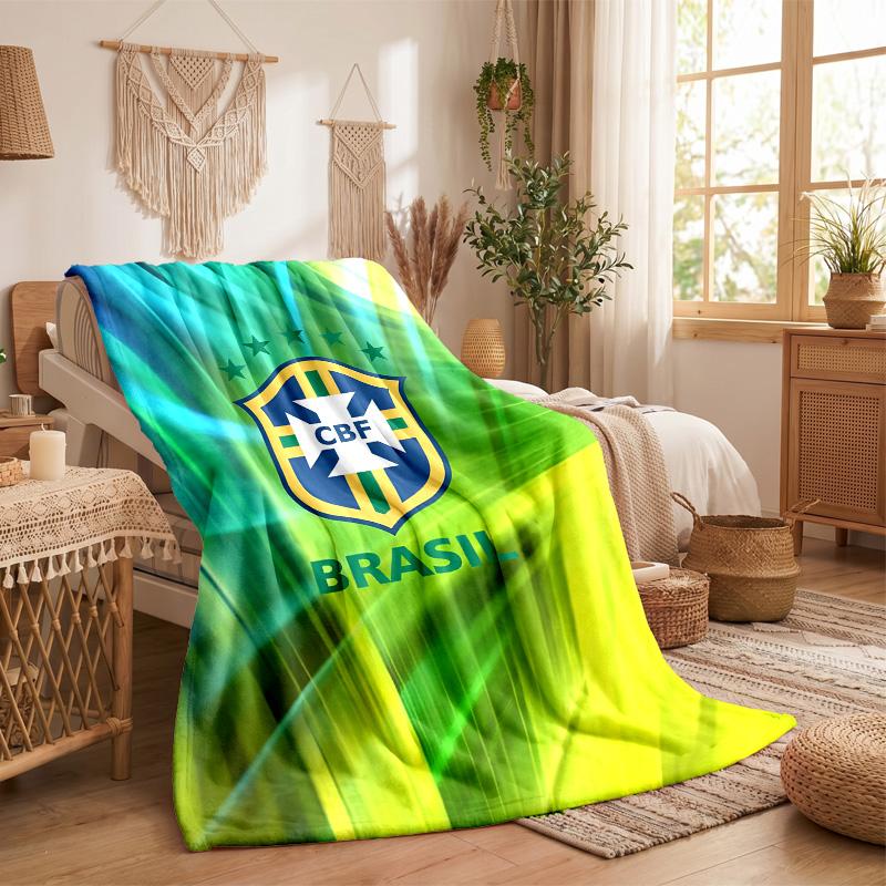Brasilien landslaget Tryck Flanellfilt Mjuk Varm Soffa Säng Pläd för Hem Kontor Sovrum