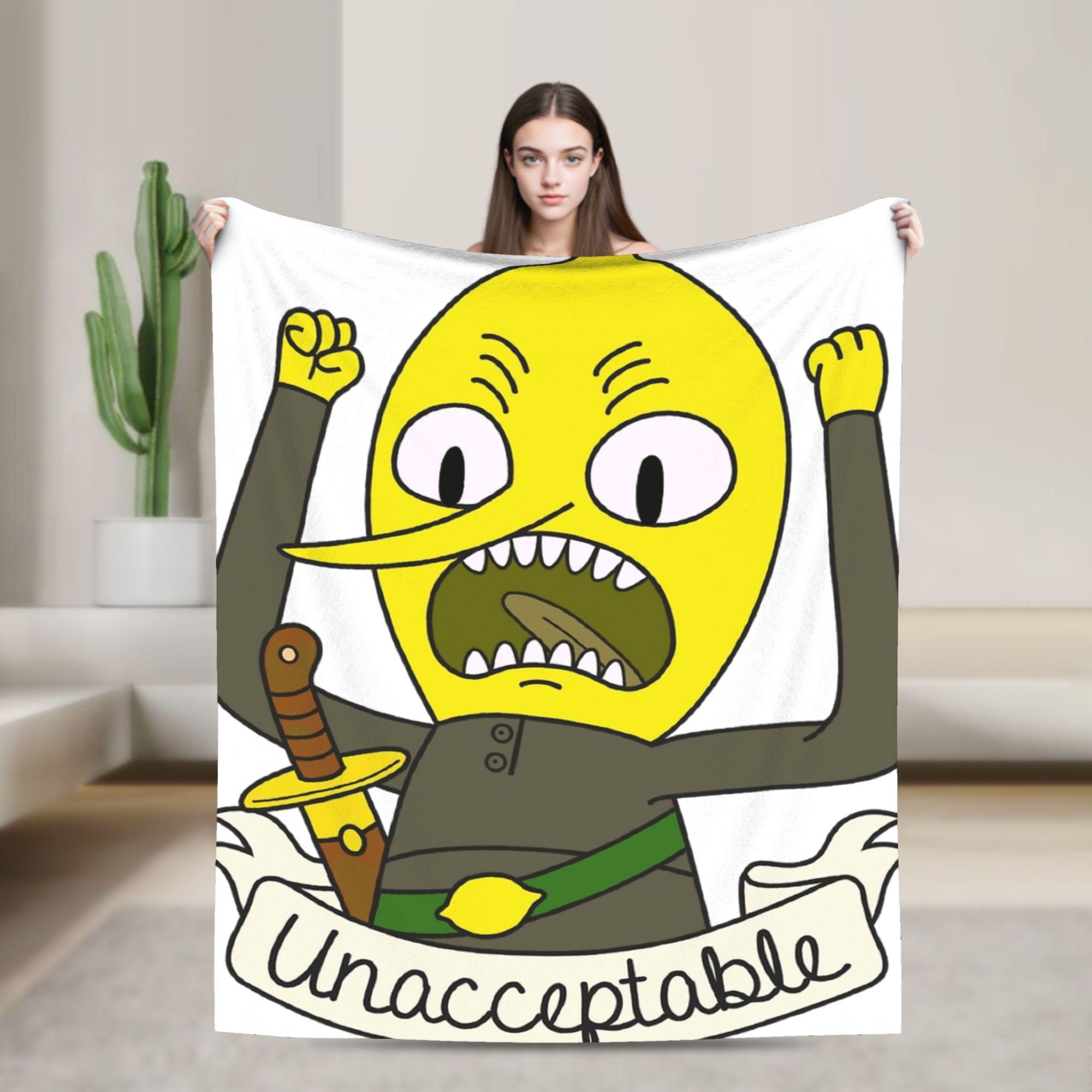Lemongrab Unacceptable Flannel Blanket Spring Warm Soft Throw Blanket for Kids Adult Home Decor Graphic Bedspread Sofa Bed Cover 30x40in