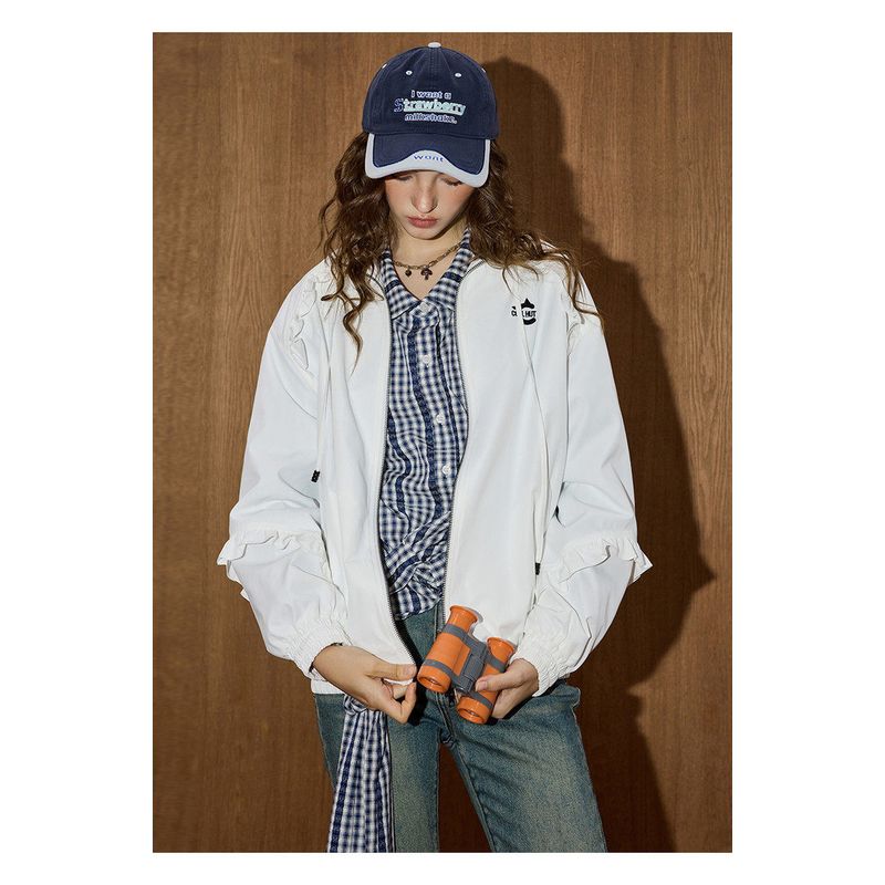 Coolhut American Retro Loose-Fitting 2025 Autum Women's Round-Neck Jacket, Fashionable and Versatile Top