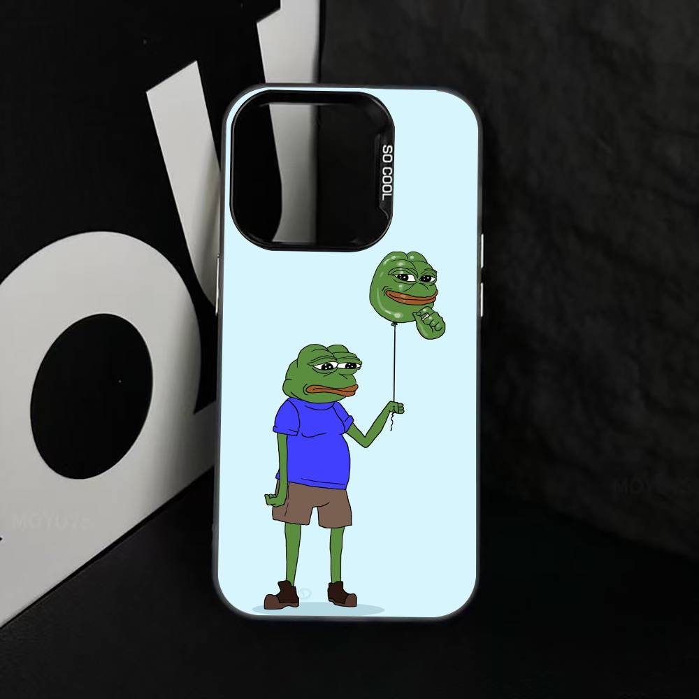 Sad Funny Frog Meme Phone Case For iPhone 17,16,15,14,13,12,11 Plus,Pro Max,XS,Colorful Silver Black Cover