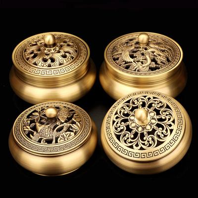 Carved Copper Incense Burner Pure Brass Vintage Metal Incense Burner Holder with Cover Office Home Deco Copper Incense