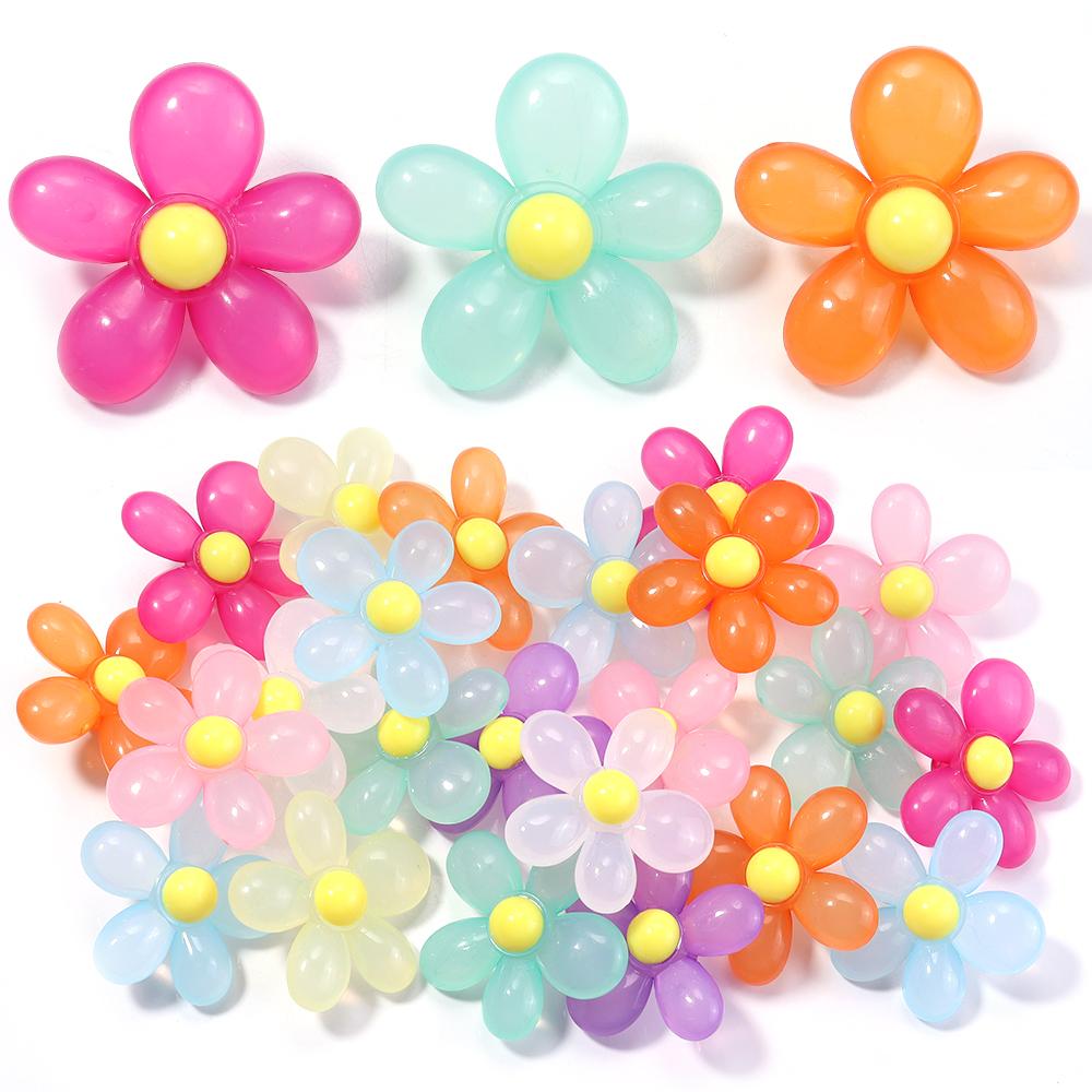 10 Stück/Los Acryl-Blütenperlen Jelly-Farbe Sonnenblumenperlen Lose Abstandshalterperlen Für Schmuckherstellung DIY Halskette Haarschmuck