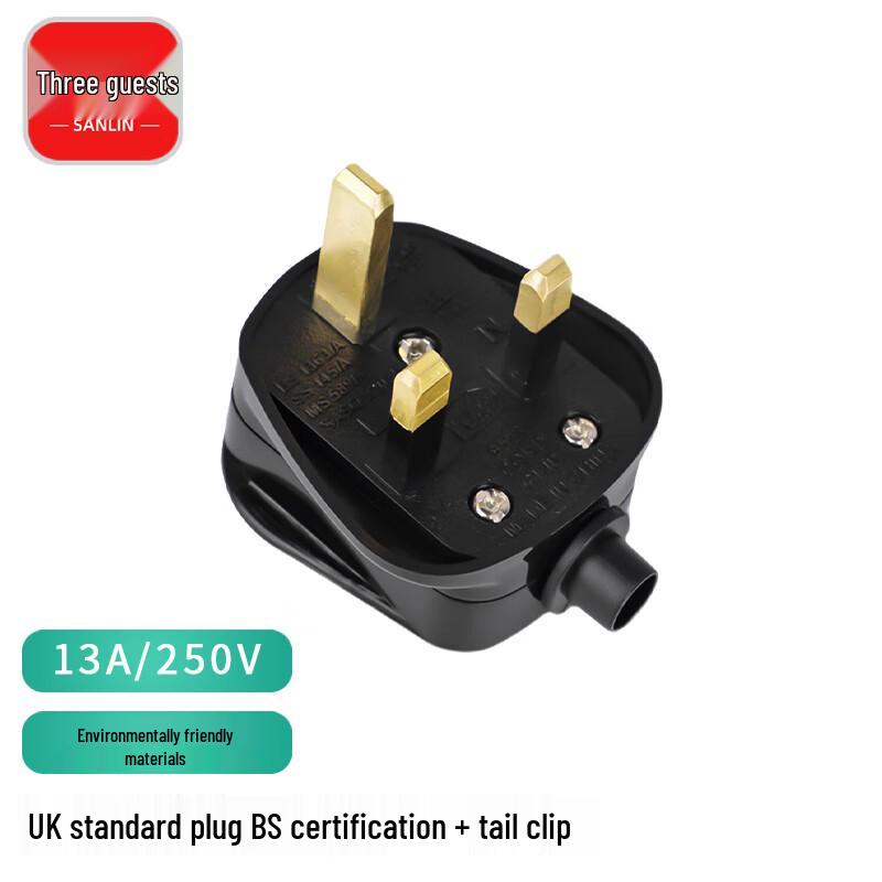 13A UK Standard Power Plug with Wiring Terminal черный