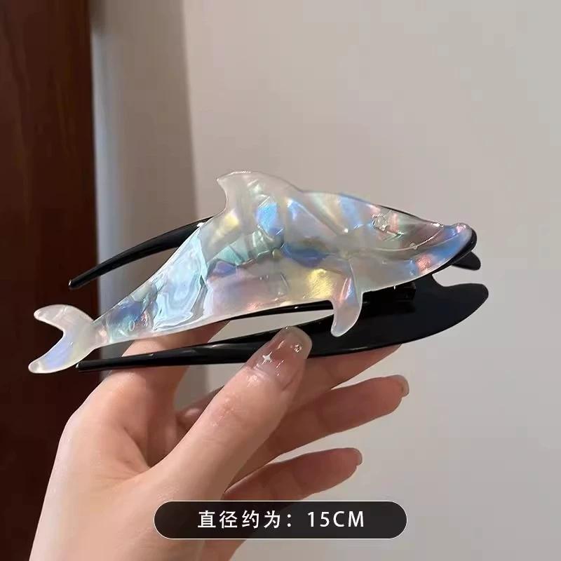 Swallowtail Marble Hair Claw Clip Barrette Duckbill for Women Crab Whale Hairpin Ponytail Headwear Acetate Hair Accessories