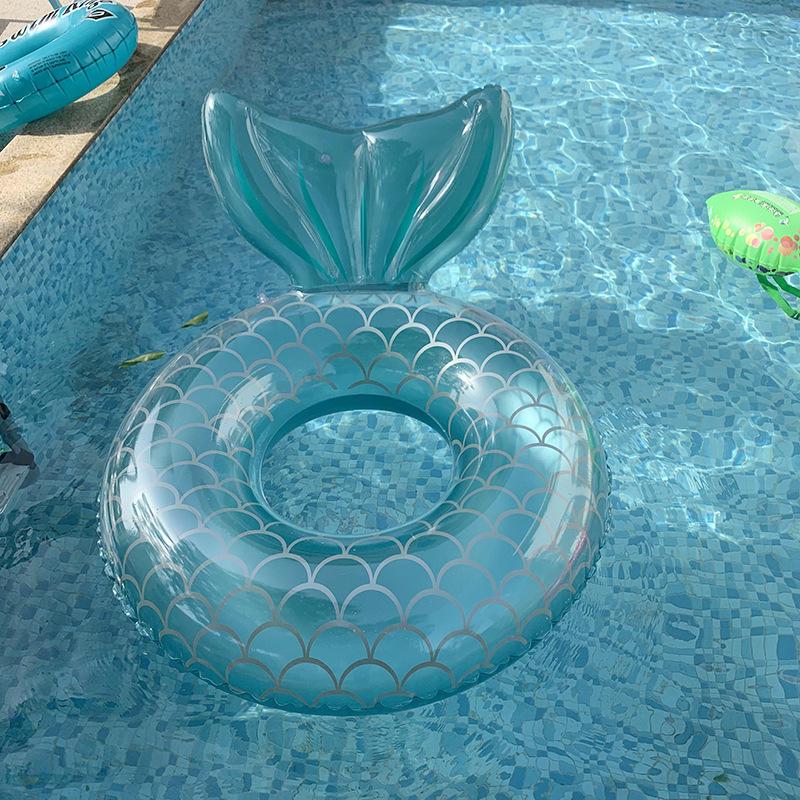 Baxia 110cm Mermaid Tail Inflatable Swim Ring Lifebuoy for Adults
