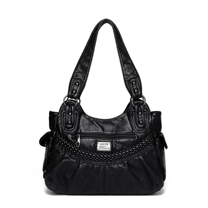 

2026 Winter Fashion Female Messenger Handbag High Quality Soft Leather Women Tote Bag Luxury Solid Color Ladies Shoulder Crossbody Bags чёрный