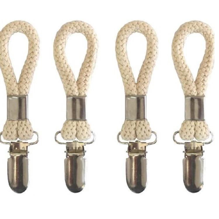 1~10Pcs Bathroom Towel Clips Braided Cotton Towel Clip With Metal Clamp For Home Bath Area Cooking Room Storage Pegs